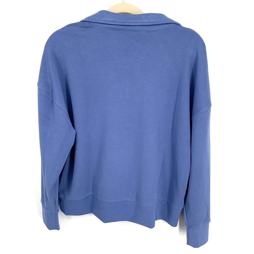 Earth Yoga L Blue Polo Sweatshirt EcoVero Relaxed Sustainable NWT - Picture 2 of 8